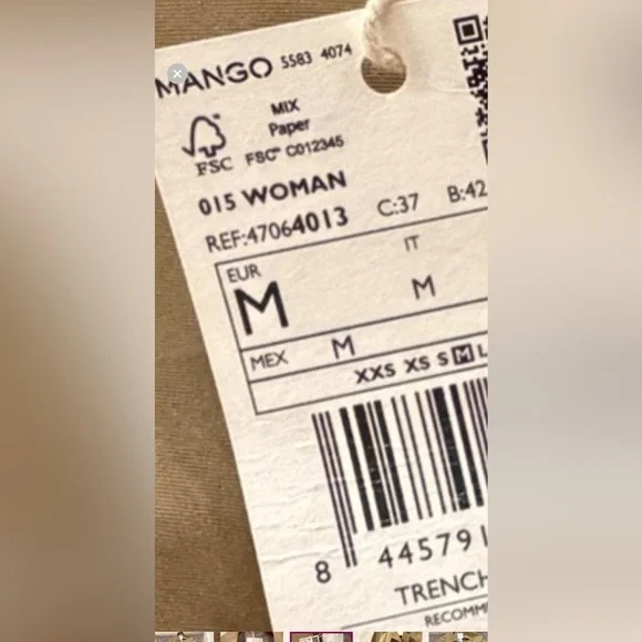 Mango MNG- khaki olive muted green trench coat jacket - Picture 5 of 7